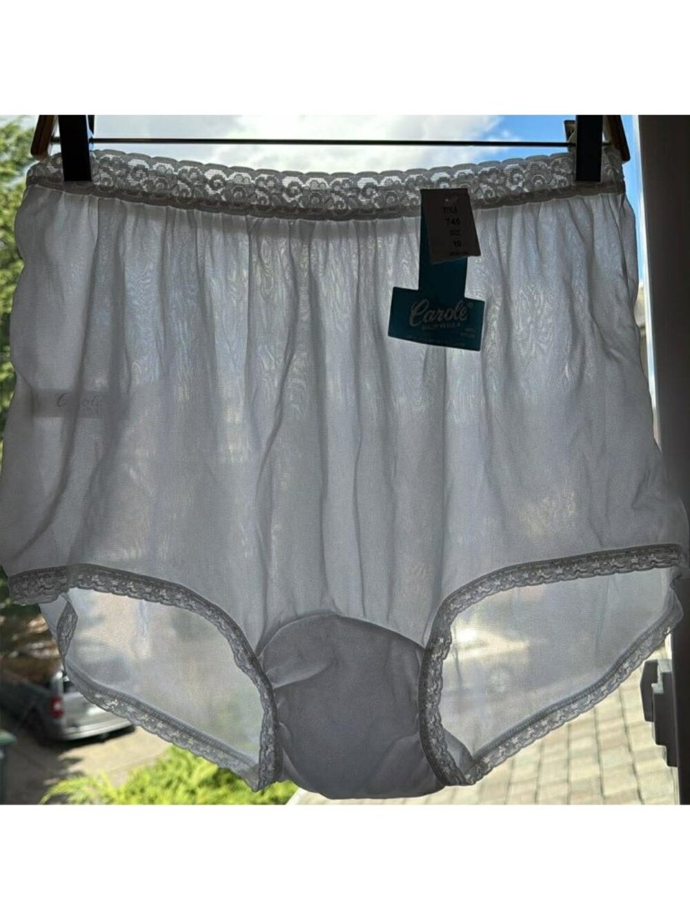 Vintage 90s Carole Panties Lot 2 Nylon Lace Trim Briefs White Size 10 Deadstock